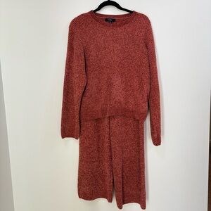 Lulus Light Burgundy Red Chenille Sweater and Pants Lounge Set. Women’s Sz L